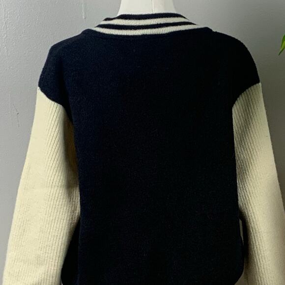 SUGAR Black Football Jacket with White Sweater Long Sleeves - Picture 7 of 11